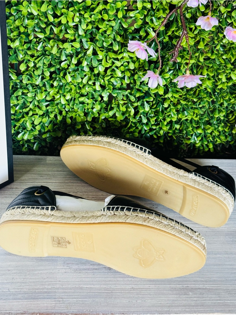 New Gucci Marmont black leather flat espadrille ballerina style size 38 - Picture 7 of 7